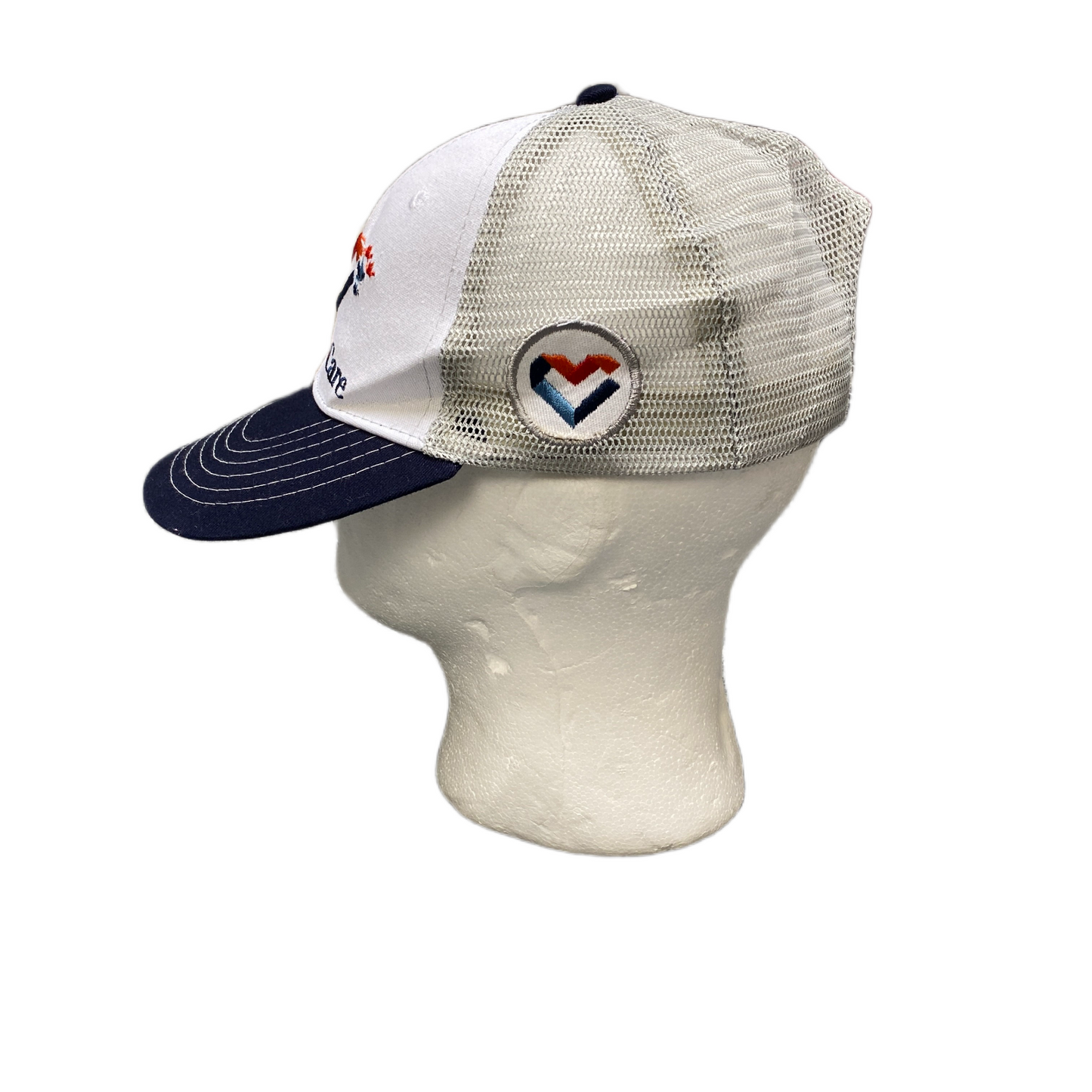 Freedom Care Trucker Hat Men's White Embroidered Logo Mesh Back Snapback Cap