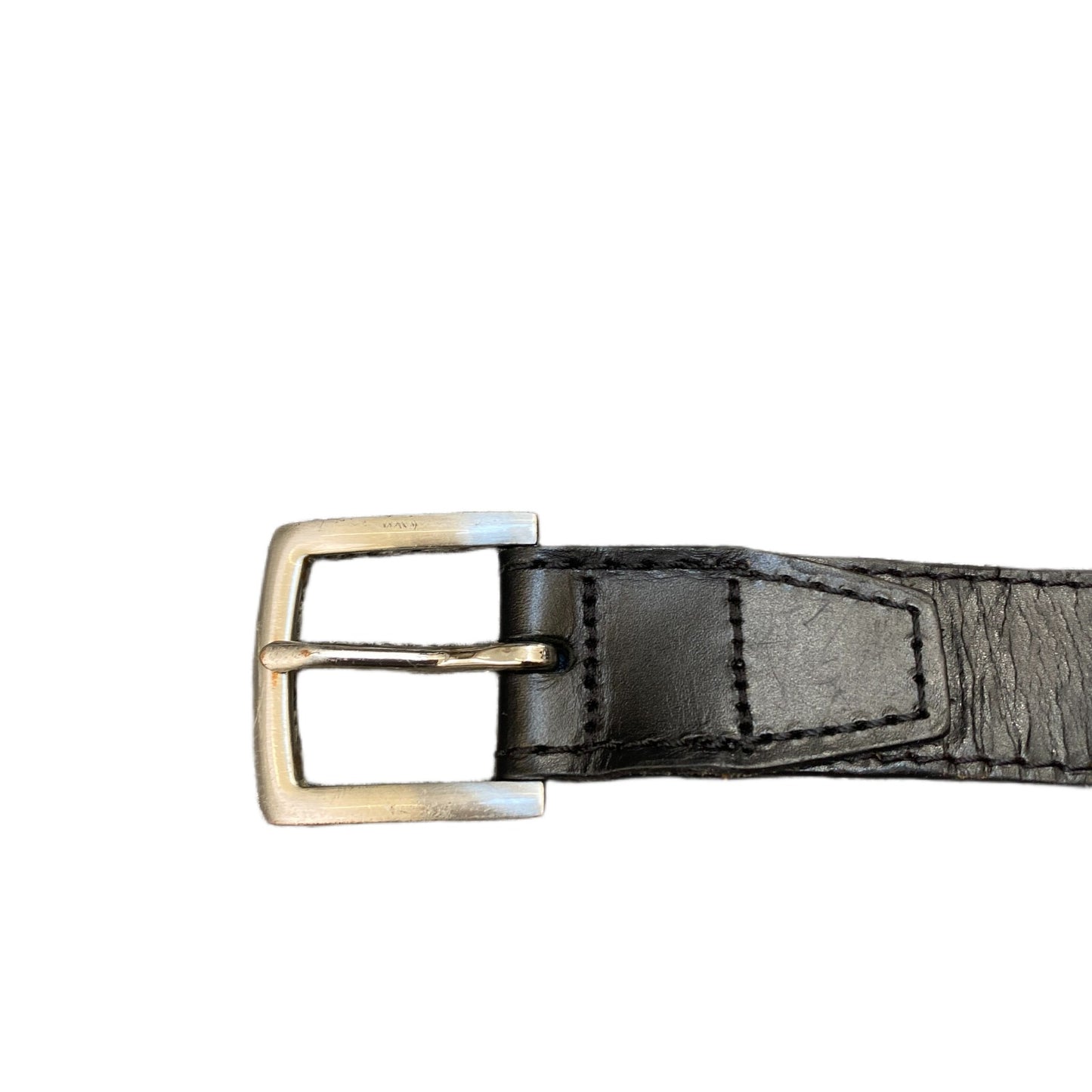 Waist Belt Mens Black Leather Adjustable Classic Silver Pin Buckle 42 Inches