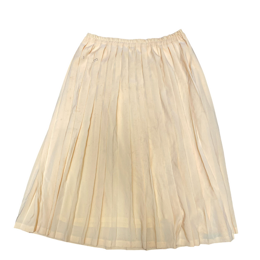 A-Line Skirt Womens L Yellow Solid High Waisted Pleated Casual Elastic Waist