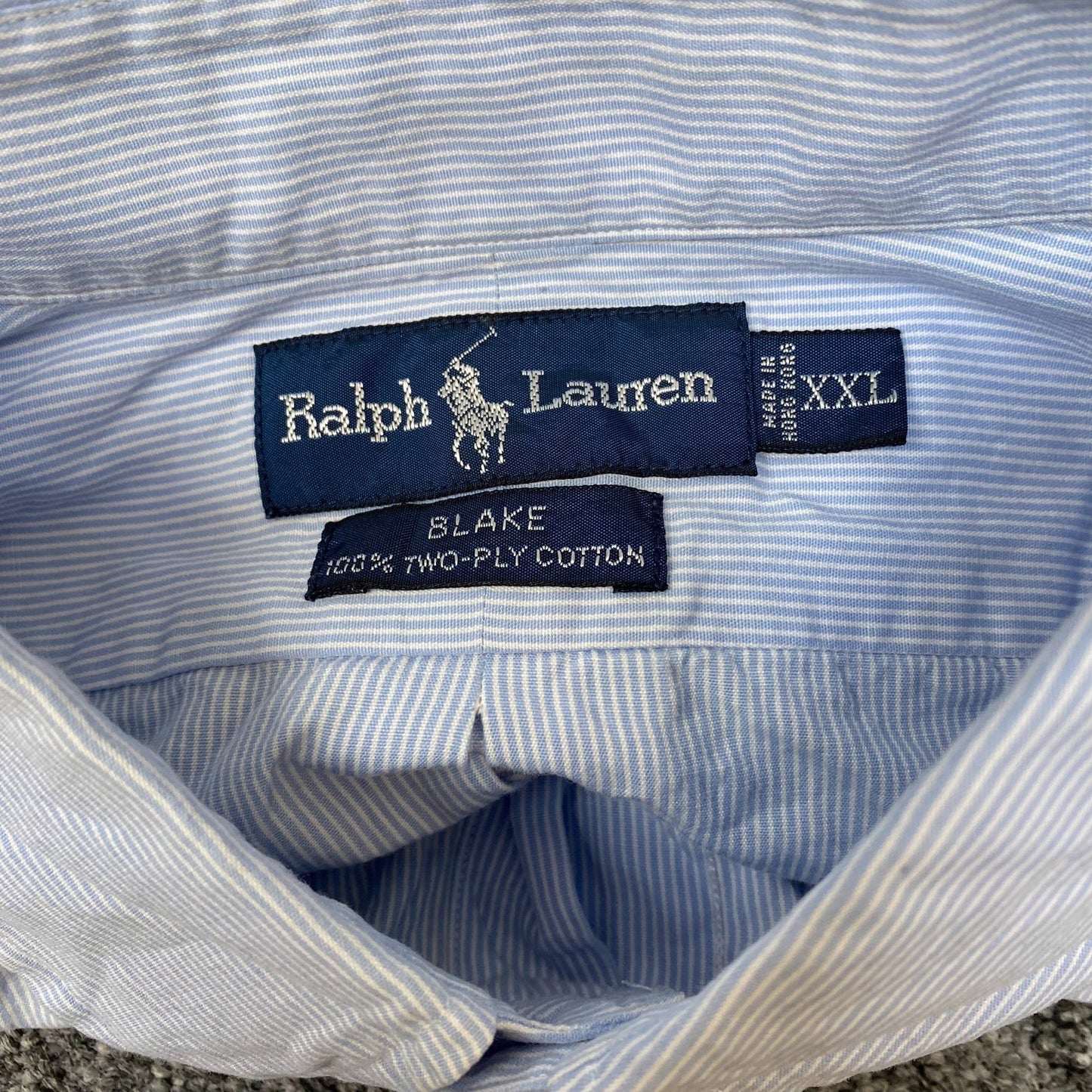 Ralph Lauren Shirt Mens XXL Blue Striped Blake Short Sleeve Pony Button Down