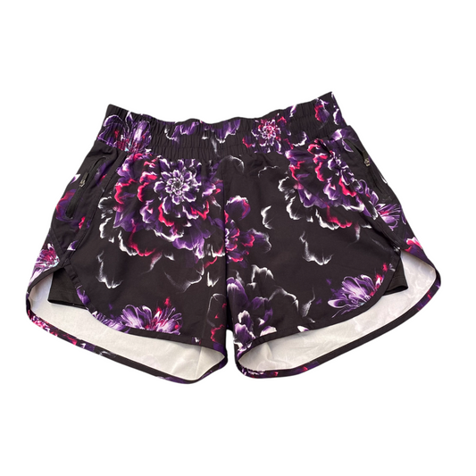 Avia Sprinter Running Shorts Womens S Black Floral Lined Stretch Elastic Waist