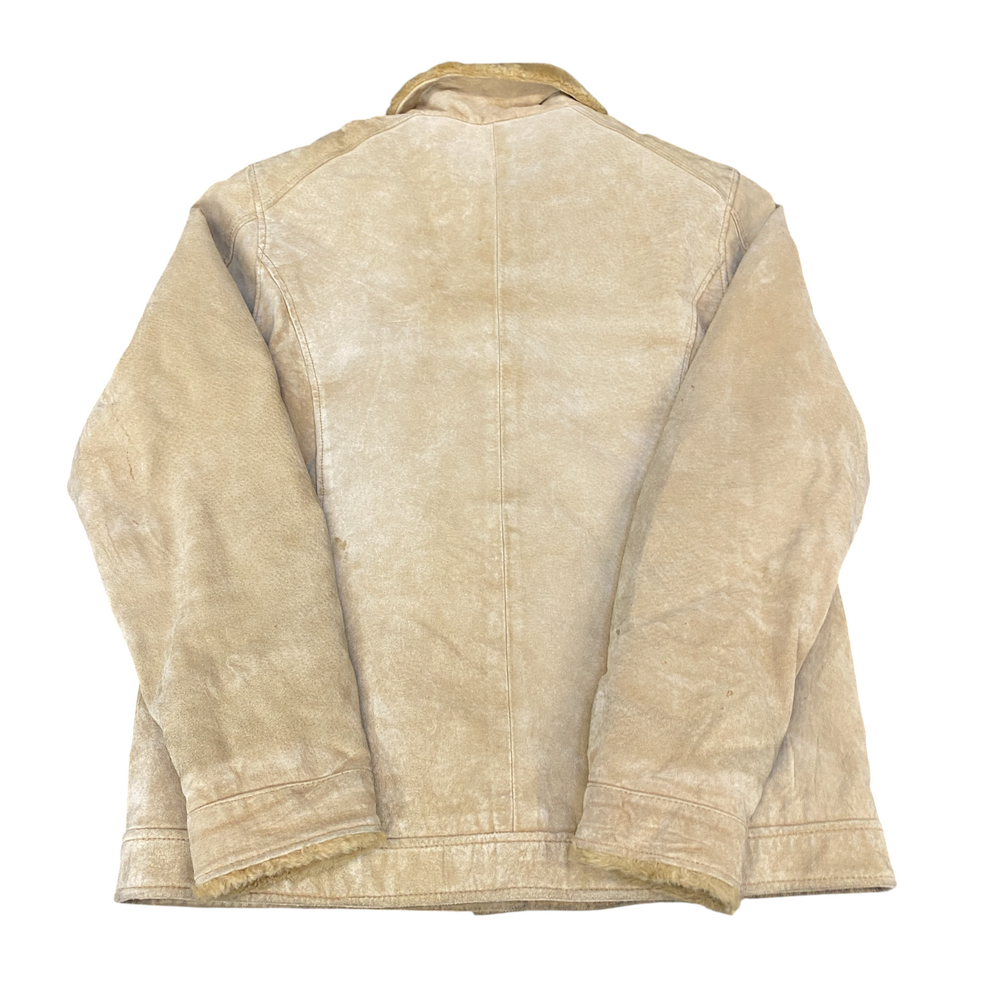 Fabrizio A Genuine Leather Jacket Womens M Beige Sherpa Lined Collar Snap Button