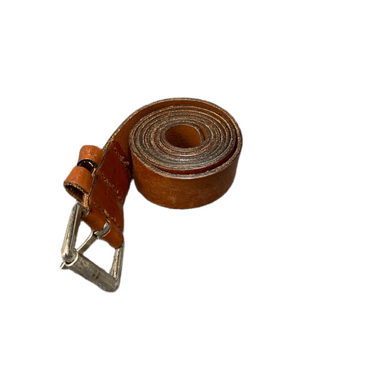Waist Belt Mens Brown Leather Adjustable Silver Roller Pin Buckle 42.5 inches