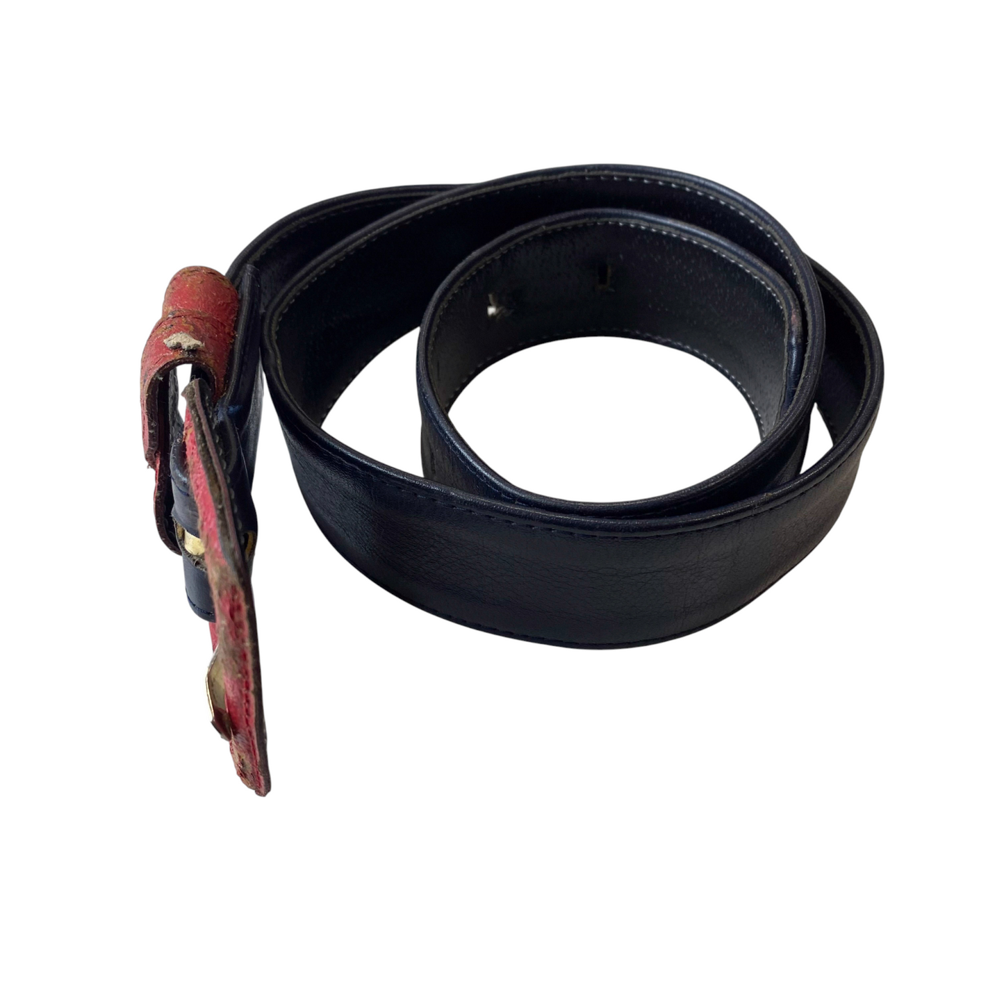 Yarell Casual Waist Belt Womens Black Red Leather Comfortable Pin Buckle Sz 32.5