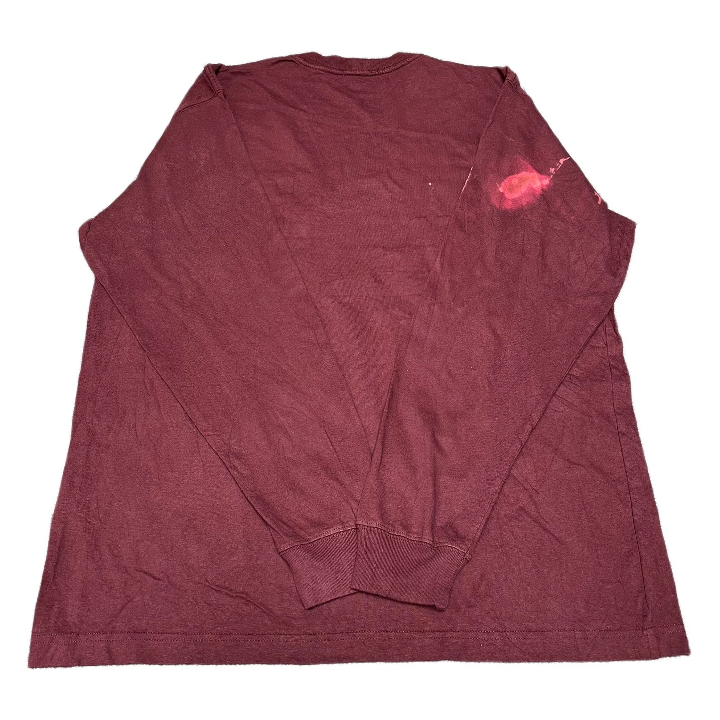 Carhartt Pocket T-Shirt Mens Large Maroon Loose Fit Long Sleeve Workwear Tee