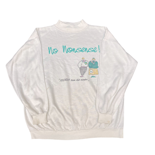 Sweatshirt Womens Large White No Nonsense Spellout Graphic Long Sleeve Pullover