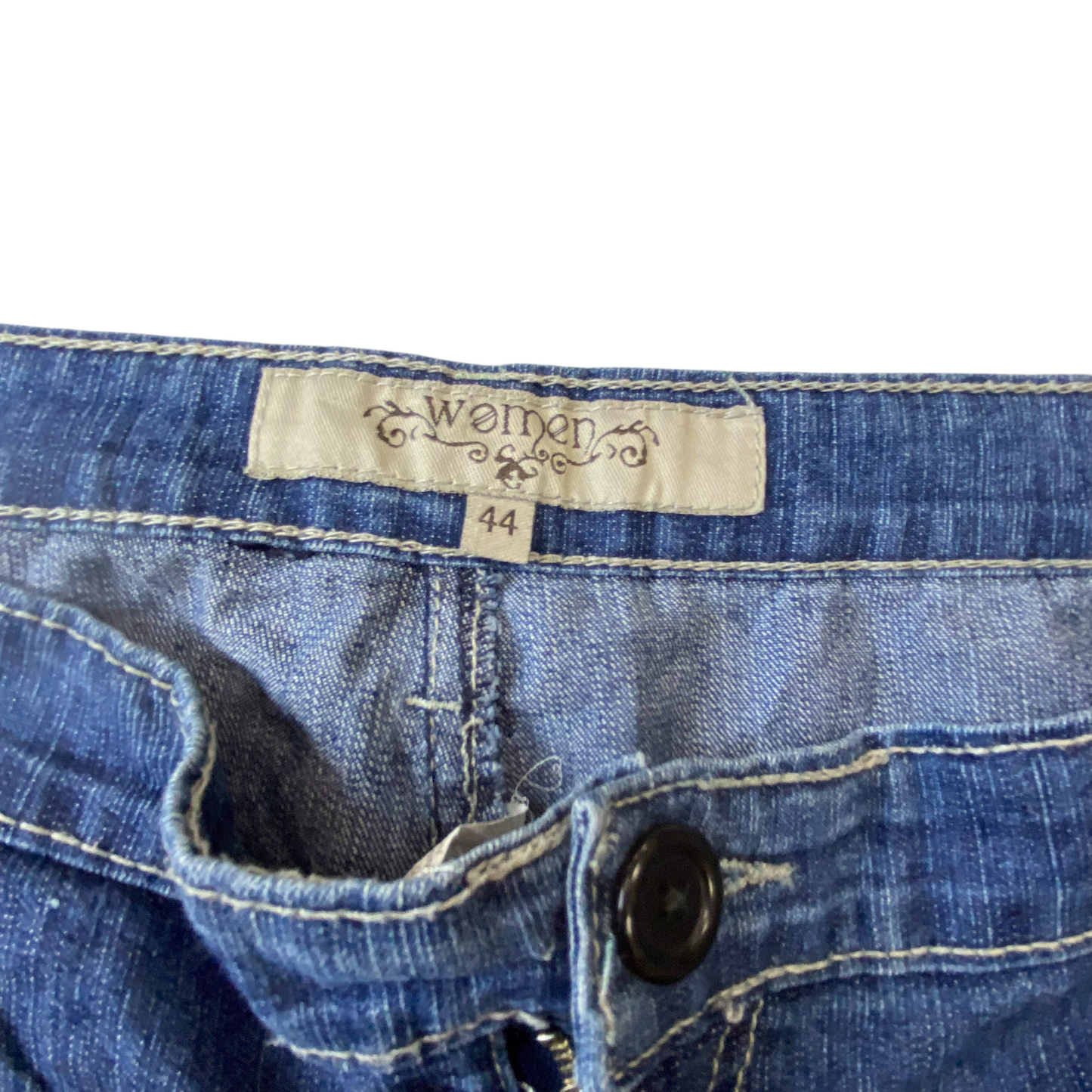 Women Jeans 33W 29L Blue Denim Pockets Medium Wash Mid-Rise Straight Leg