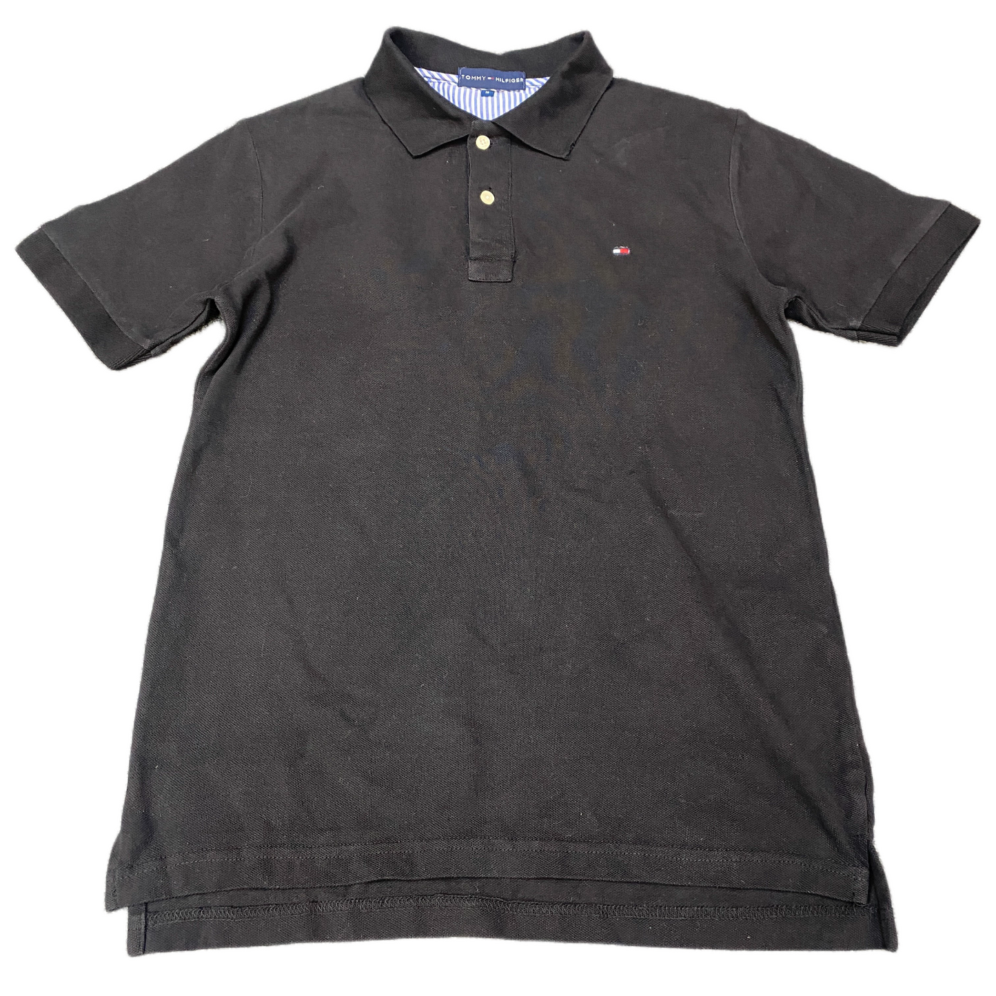 Vtg Tommy Hilfiger Polo Shirt Boys Medium Black Stretch Golf Performance Popover