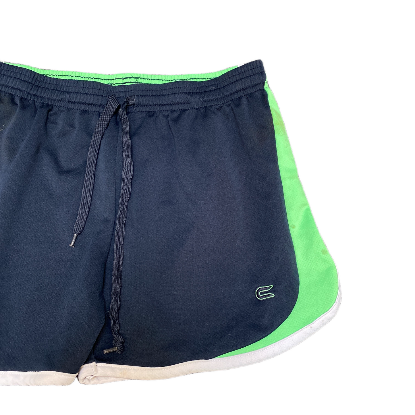 Running Sprinter Shorts Womens M 27" Waist Navy Green Athletic Gym Dolphin Hem