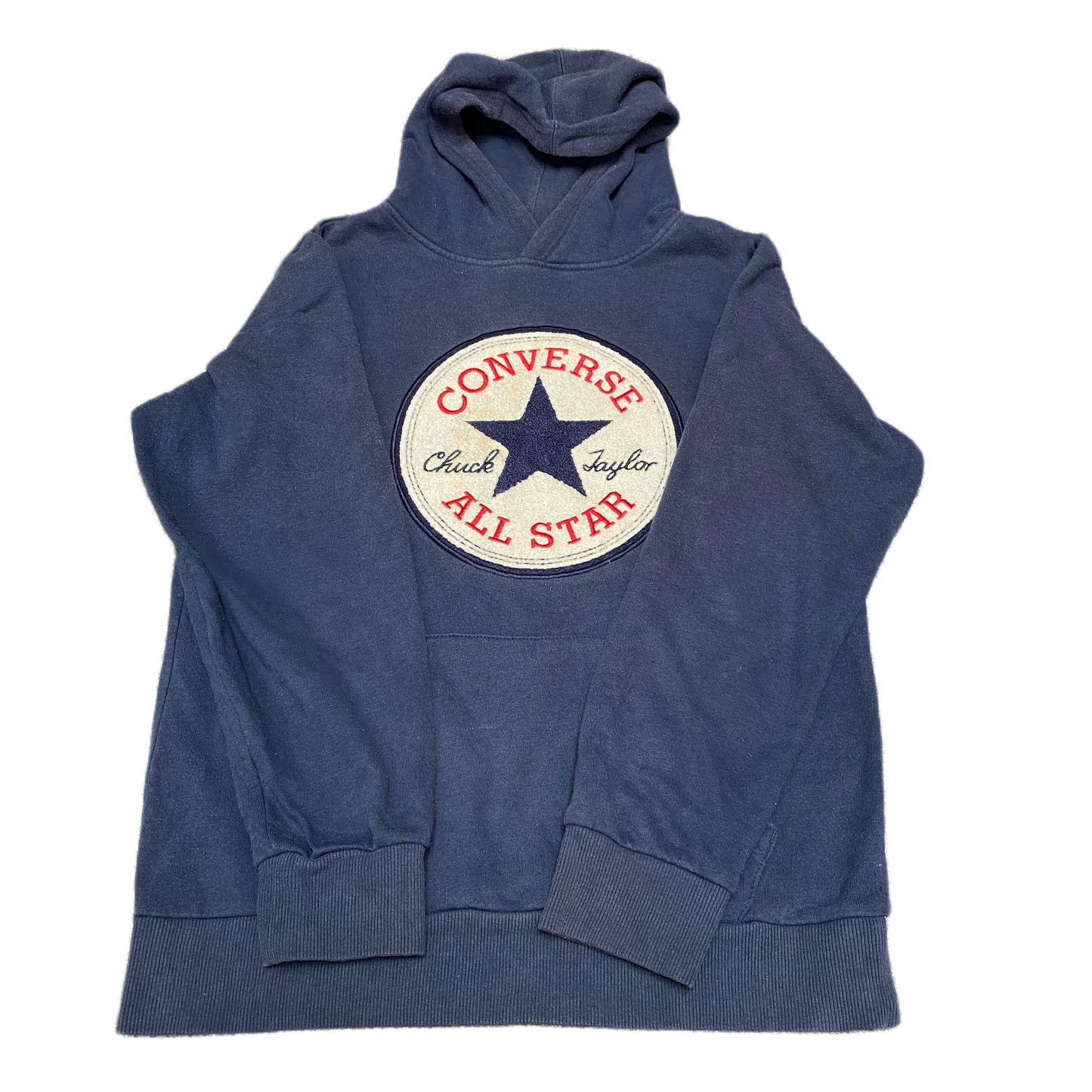 Converse Hoodie Girls Medium Blue Chuck Taylor All Star Embroidered Long Sleeve