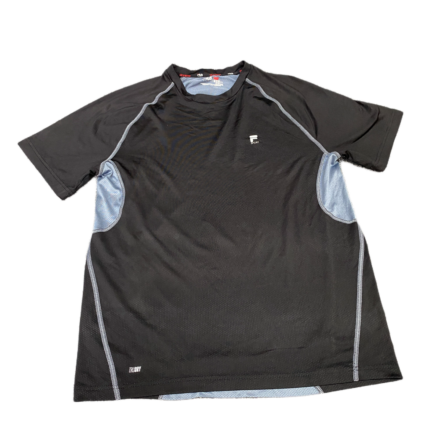 FILA Sport Mesh T-Shirt Boys Small Black Grey Short Sleeve Crew Neck Pullover