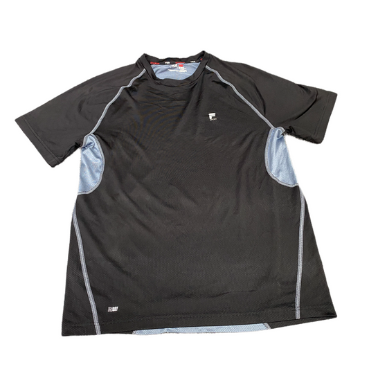 FILA Sport Mesh T-Shirt Boys Small Black Grey Short Sleeve Crew Neck Pullover