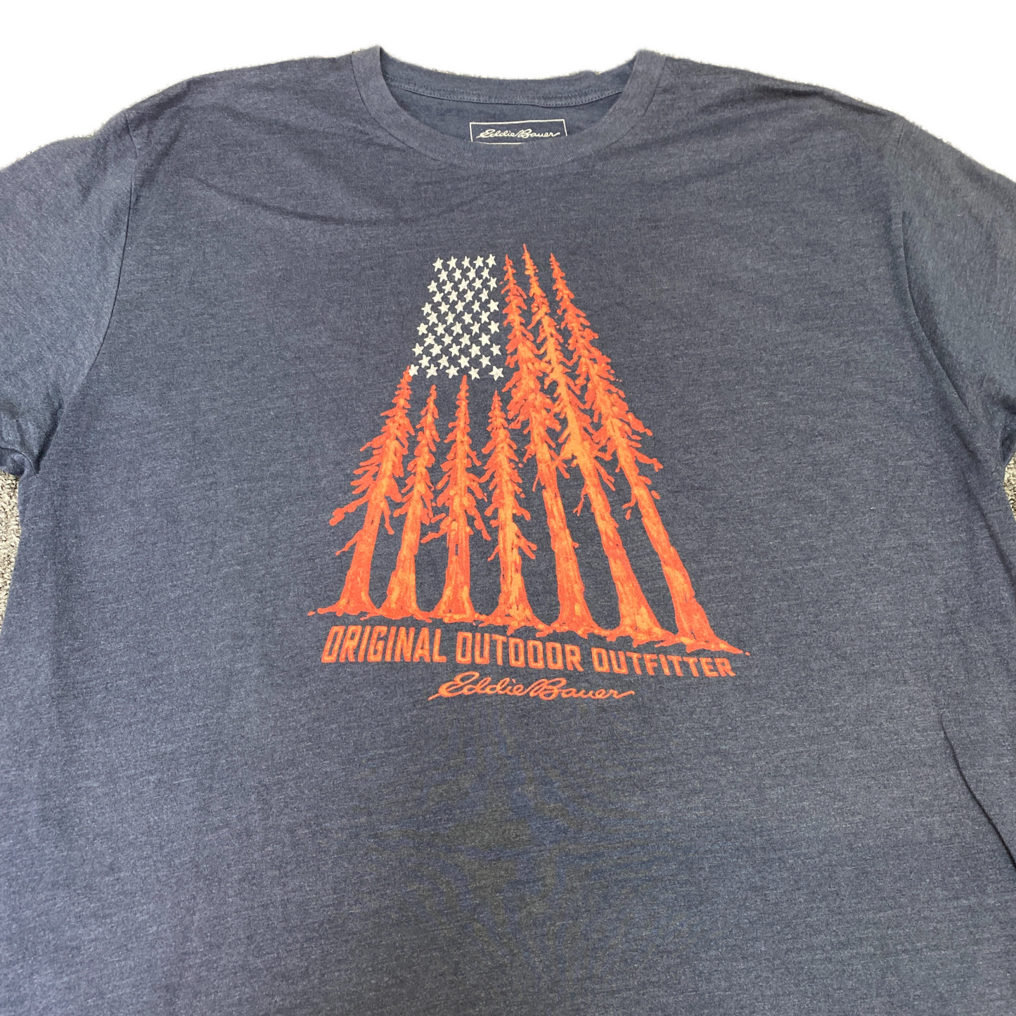 Eddie Bauer T-Shirt Mens Large Dark Blue Graphic Print Short Sleeve Summer Tee