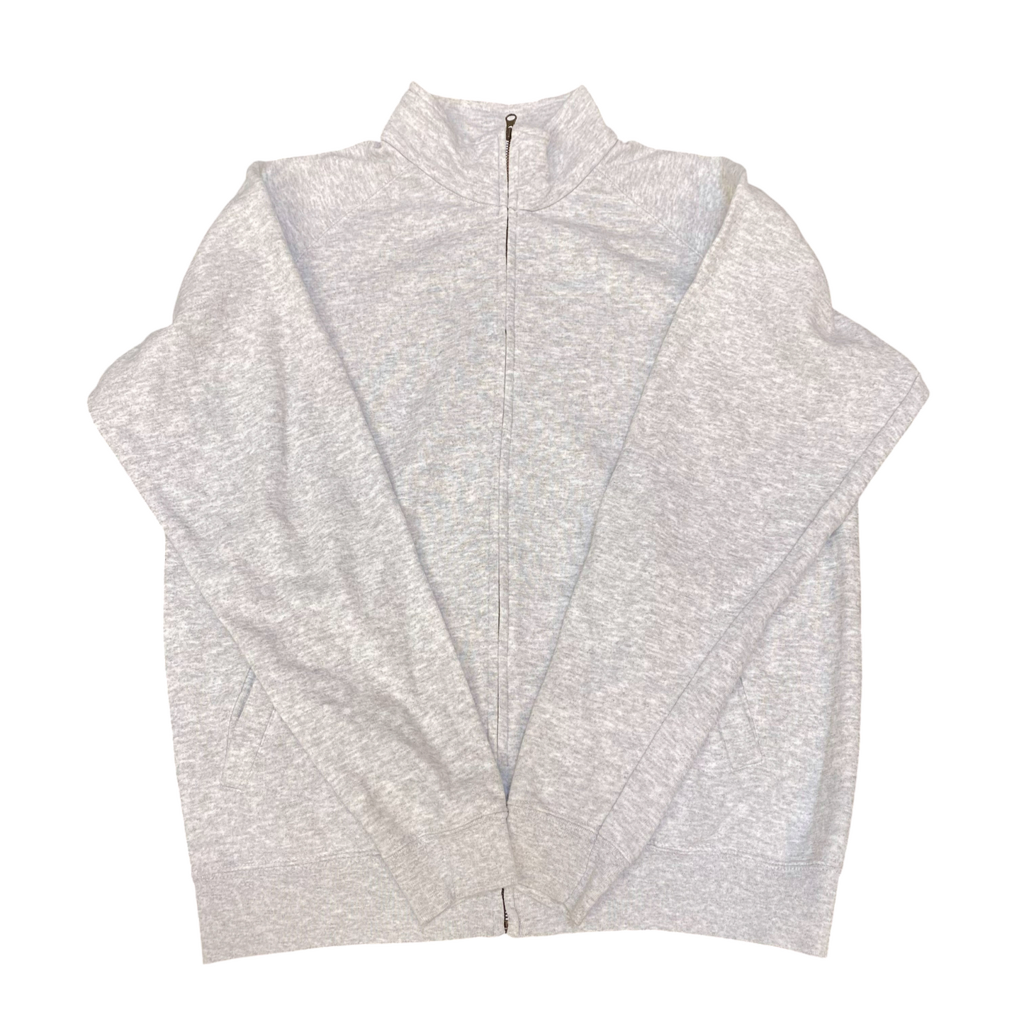 Fruit of The Loom Fleece Jacket Mens Large Grey Long Sleeve Classic Fit Full Zip