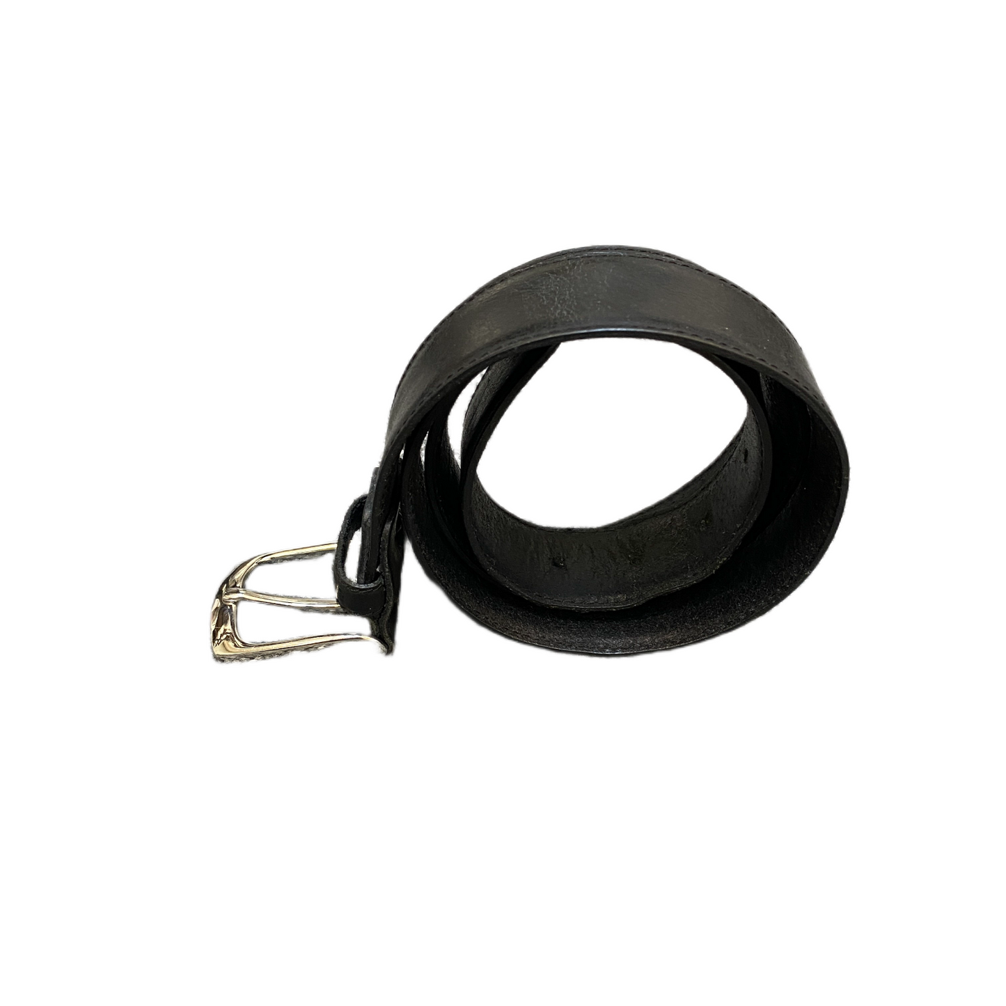 Mens Waist Belt Black Leather Heavy Duty Adjustable Pin Buckle Size 39.5 inches
