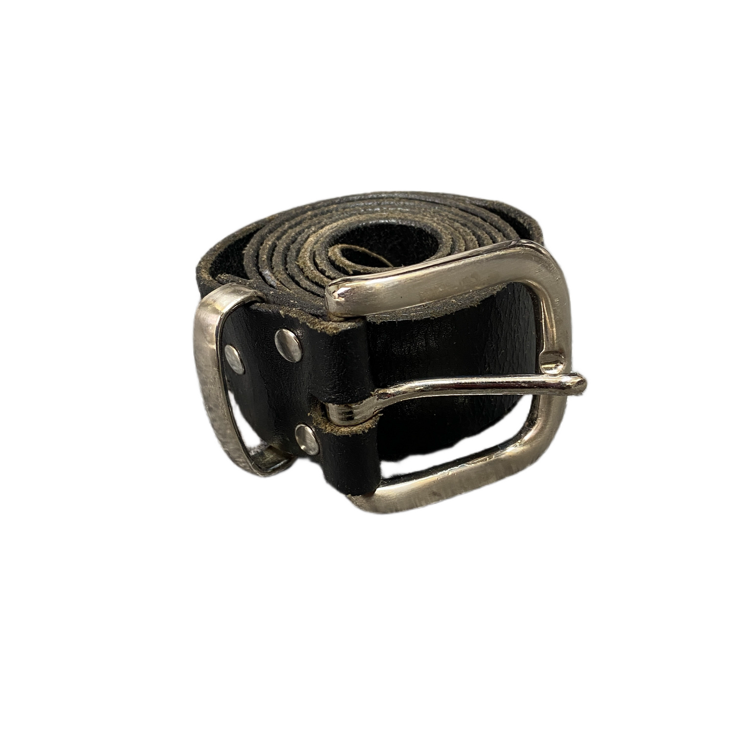 Bernd Gotz Waist Belt Mens Black Leather Adjustable Silver Pin Buckle 44 inches