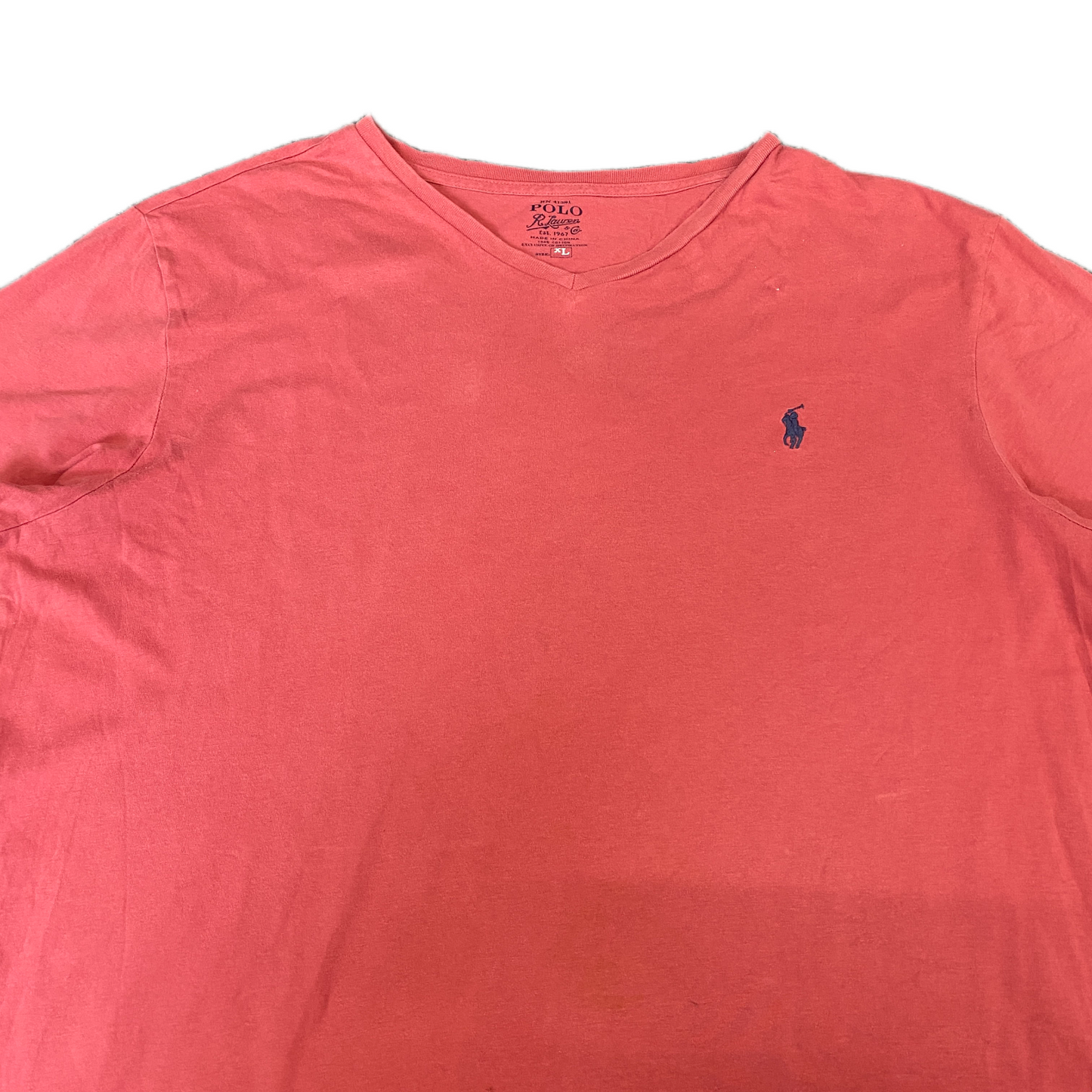 Ralph Lauren T-Shirt Womens XL Pink Short Sleeve V-Neck Pony Logo Pullover Tee