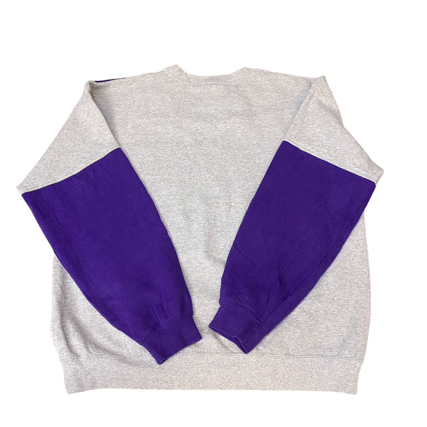 Nike Reworked Sweatshirt Men L Grey Purple Embroidered Spellout Logo Vintage Y2K