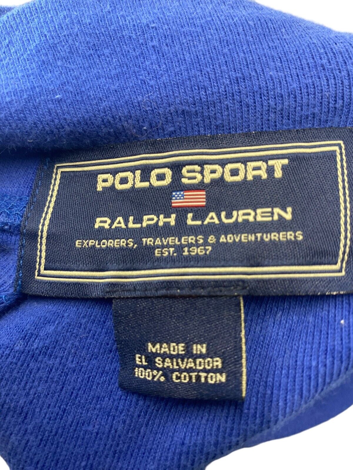 Polo Sport Ralph Lauren T-Shirt Mens Medium Blue Knitted Long Sleeve Turtleneck