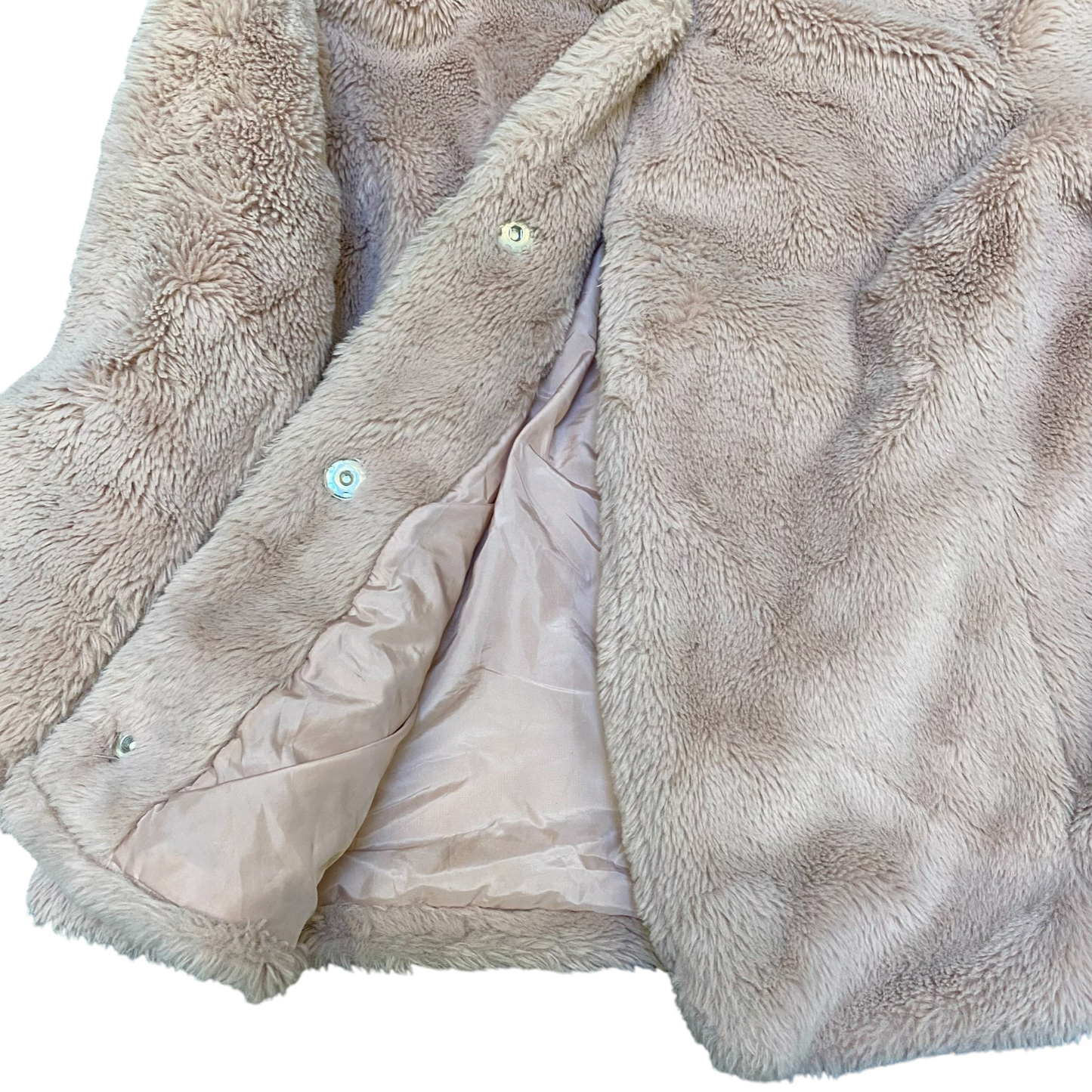 Esmara Faux Fur Jacket Womens Small Pink Classic Long Sleeve Hooded Snap Front