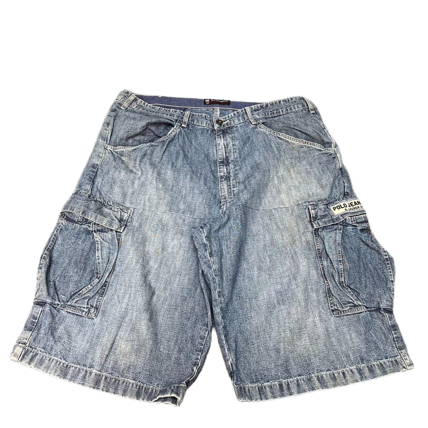 Ralph Lauren Freighter Shorts Fits as Mens X-Large 39" Waist Blue Denim Utility