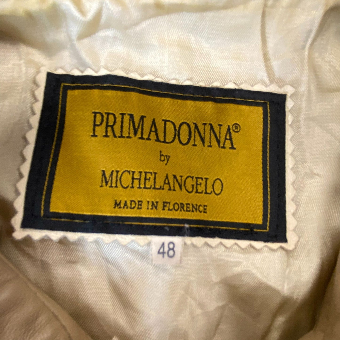 Michelangelo Leather Long Coat Womens Medium Beige Lined Collared Full Zipper