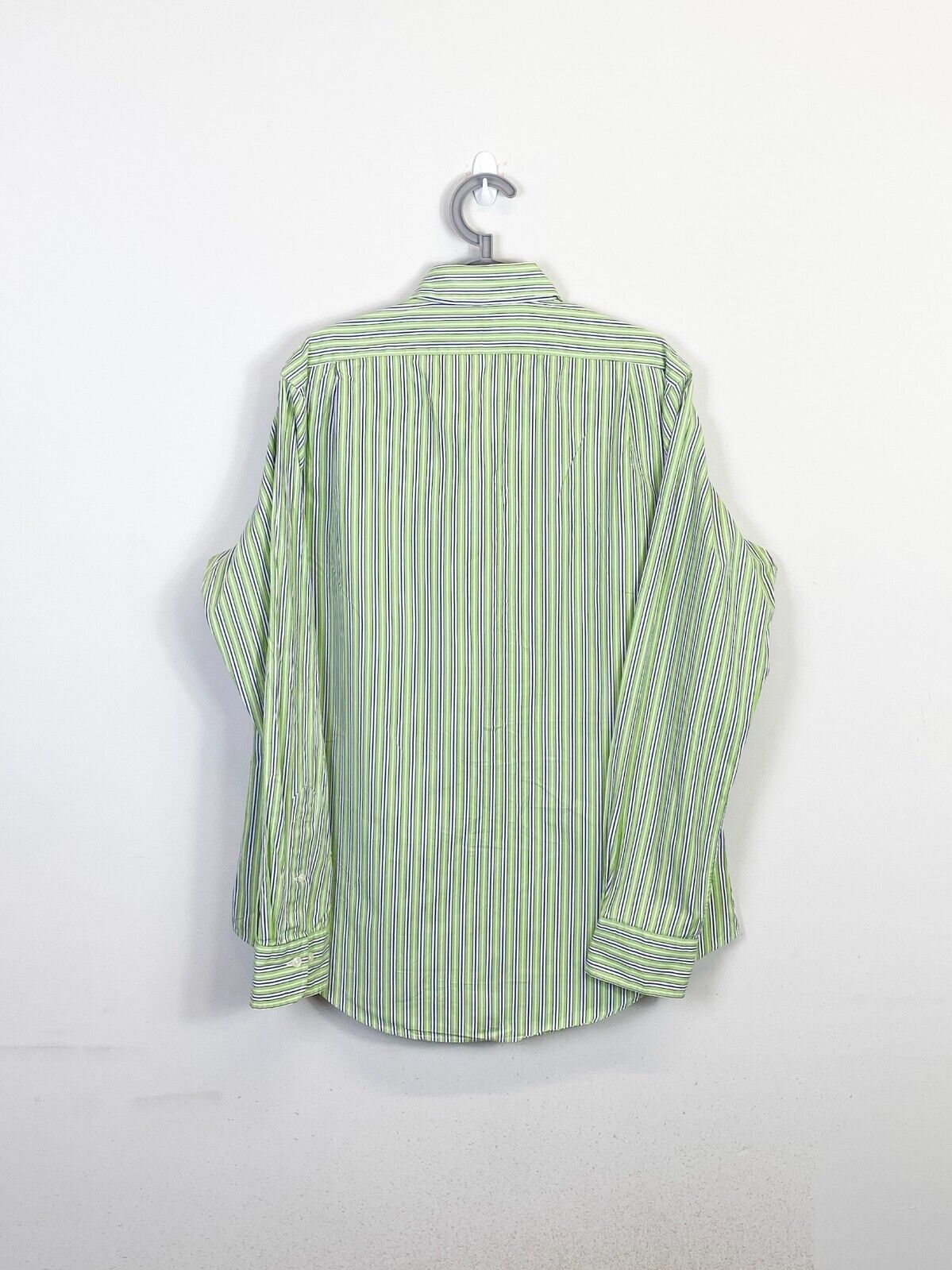 Ralph Lauren Dress Shirt Men Medium Green Striped Curham Classic Fit Button Down