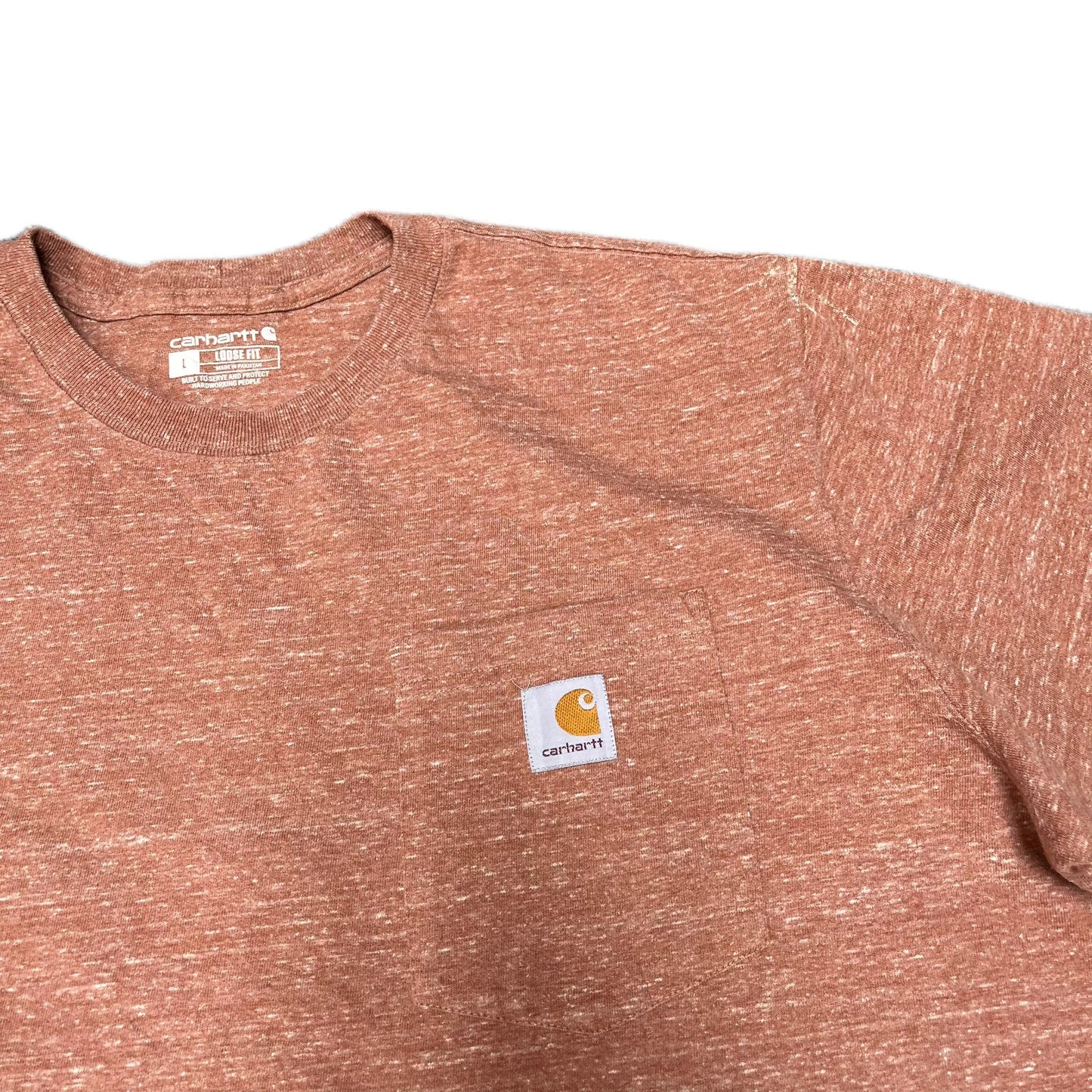 Carhartt Pocket T-Shirt Mens Large Heather Peach Loose Fit Short Sleeve Tee