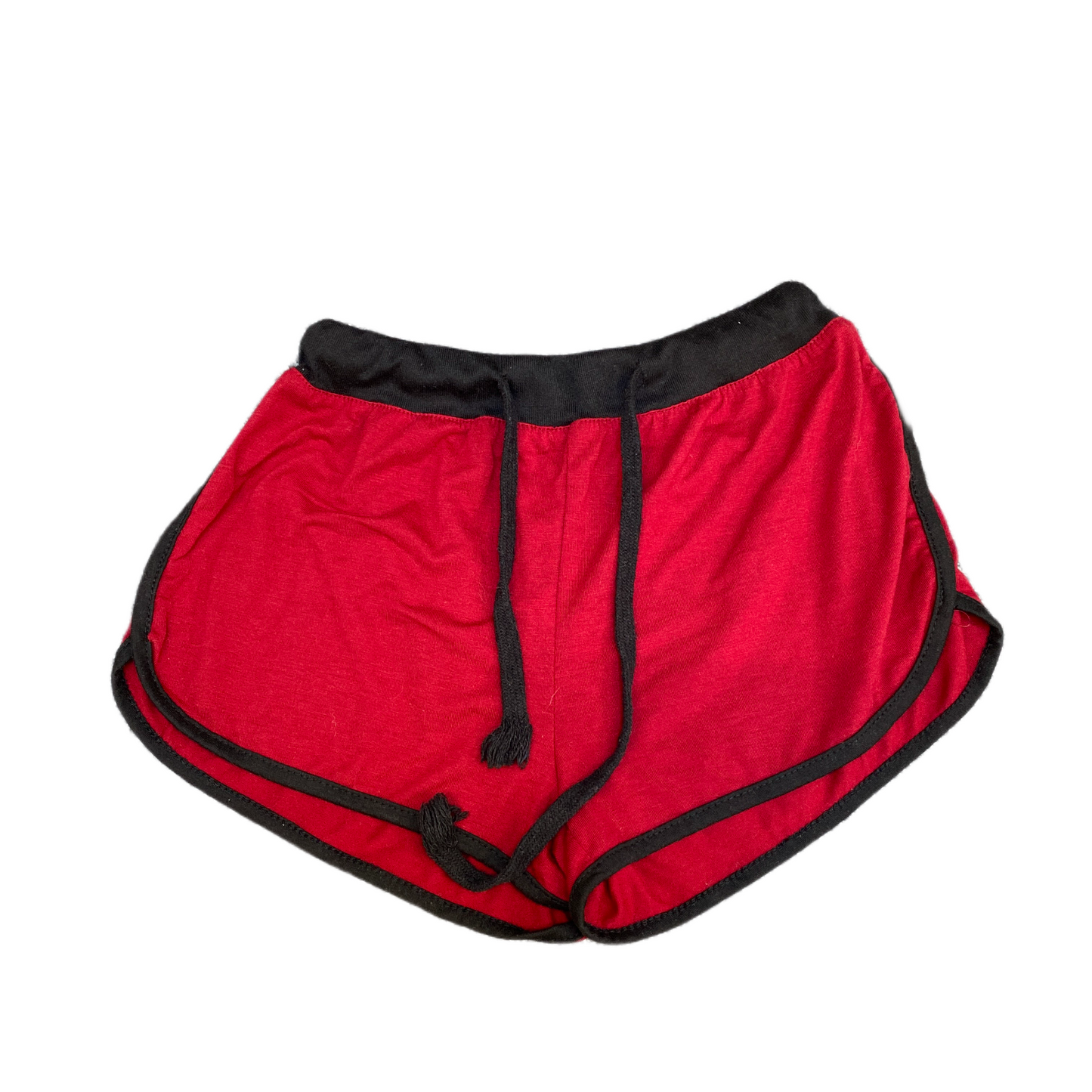 Running Sprinter Shorts Womens S 22" Waist Red Black Athletic Workout Drawstring