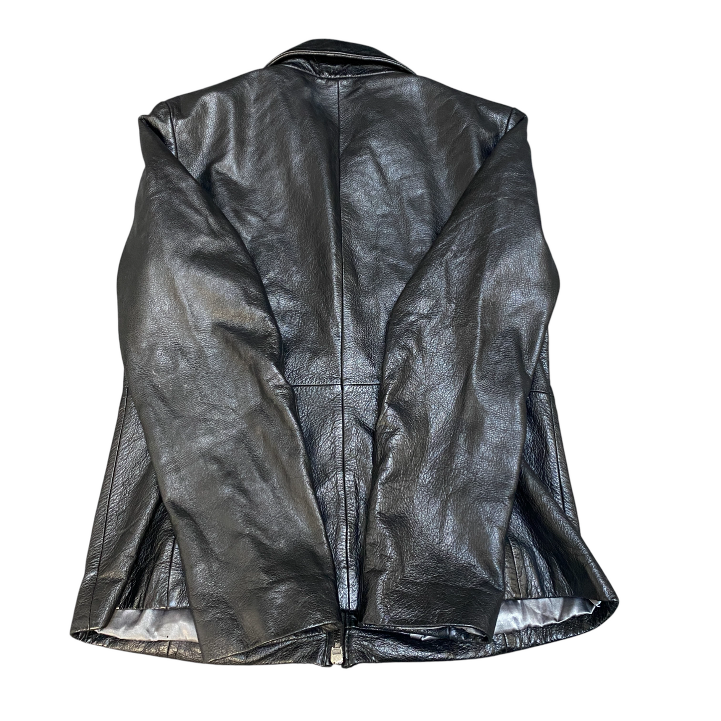 Guess Leather Biker Jacket Womens Medium Black Fully Lined Collared Full Zip