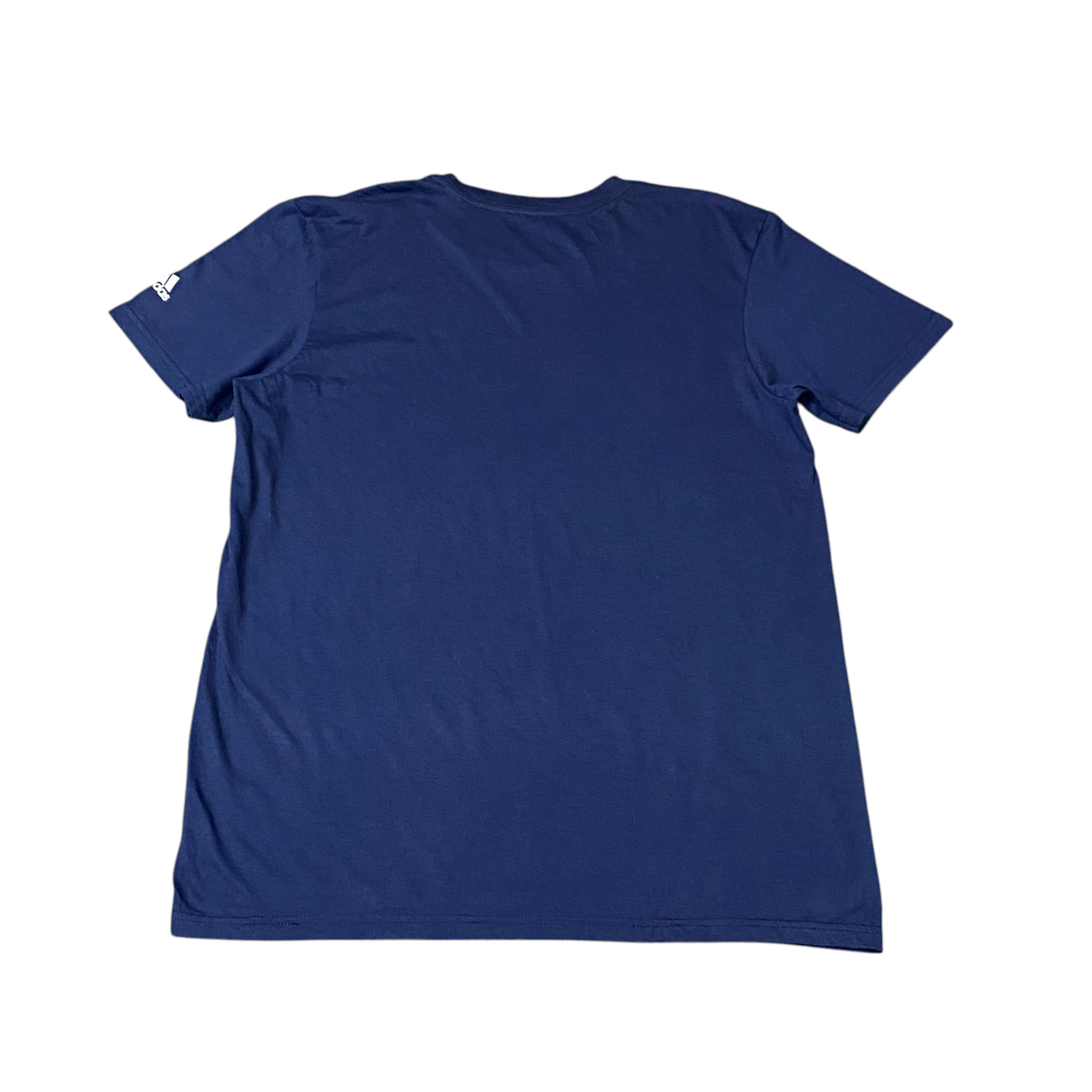 adidas Tee Shirt Mens Medium Blue Spellout Logo Short Sleeve Go-To Performance