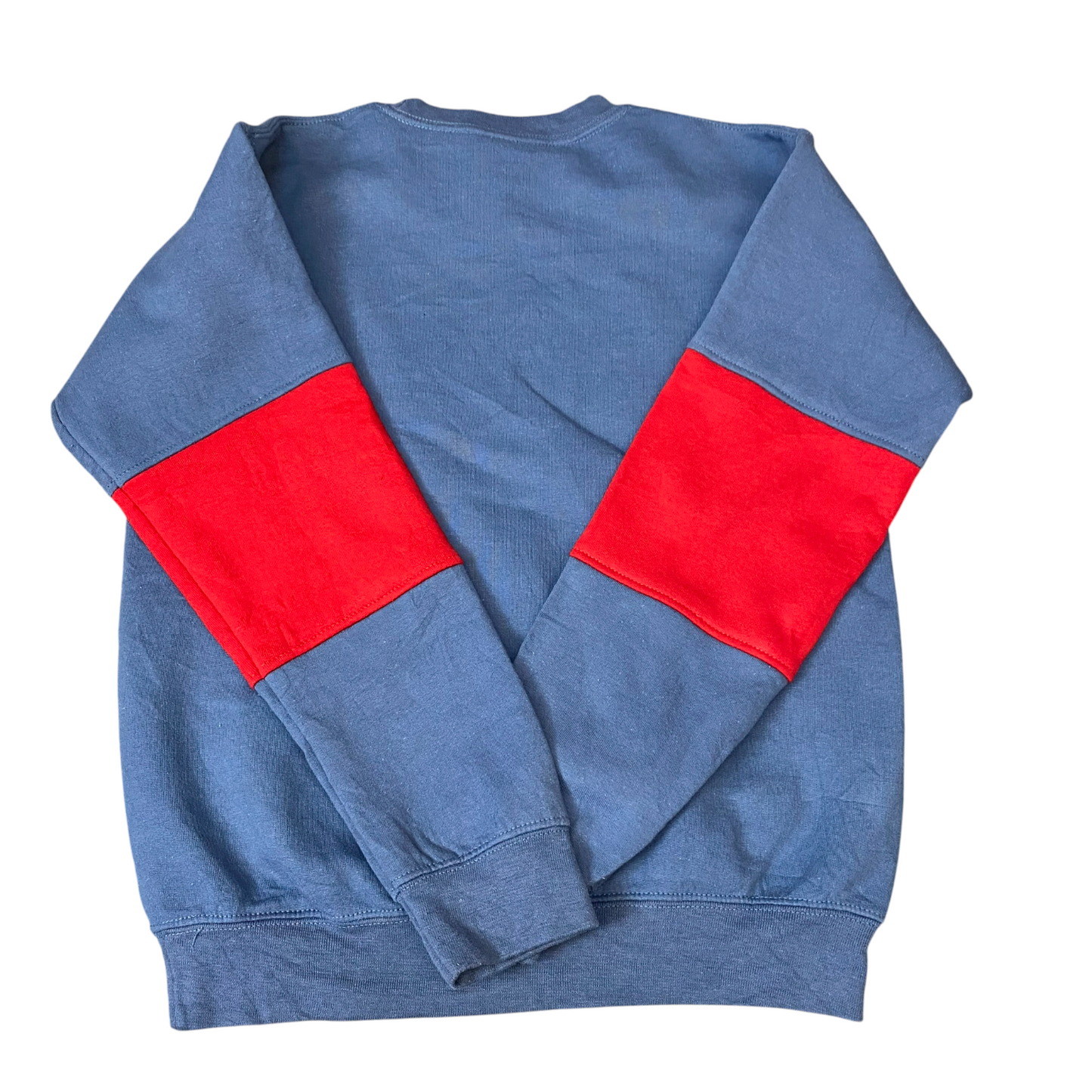 Nike Reworked Sweatshirt Mens S Blue Red Embroidered Spellout Logo Vintage Y2K