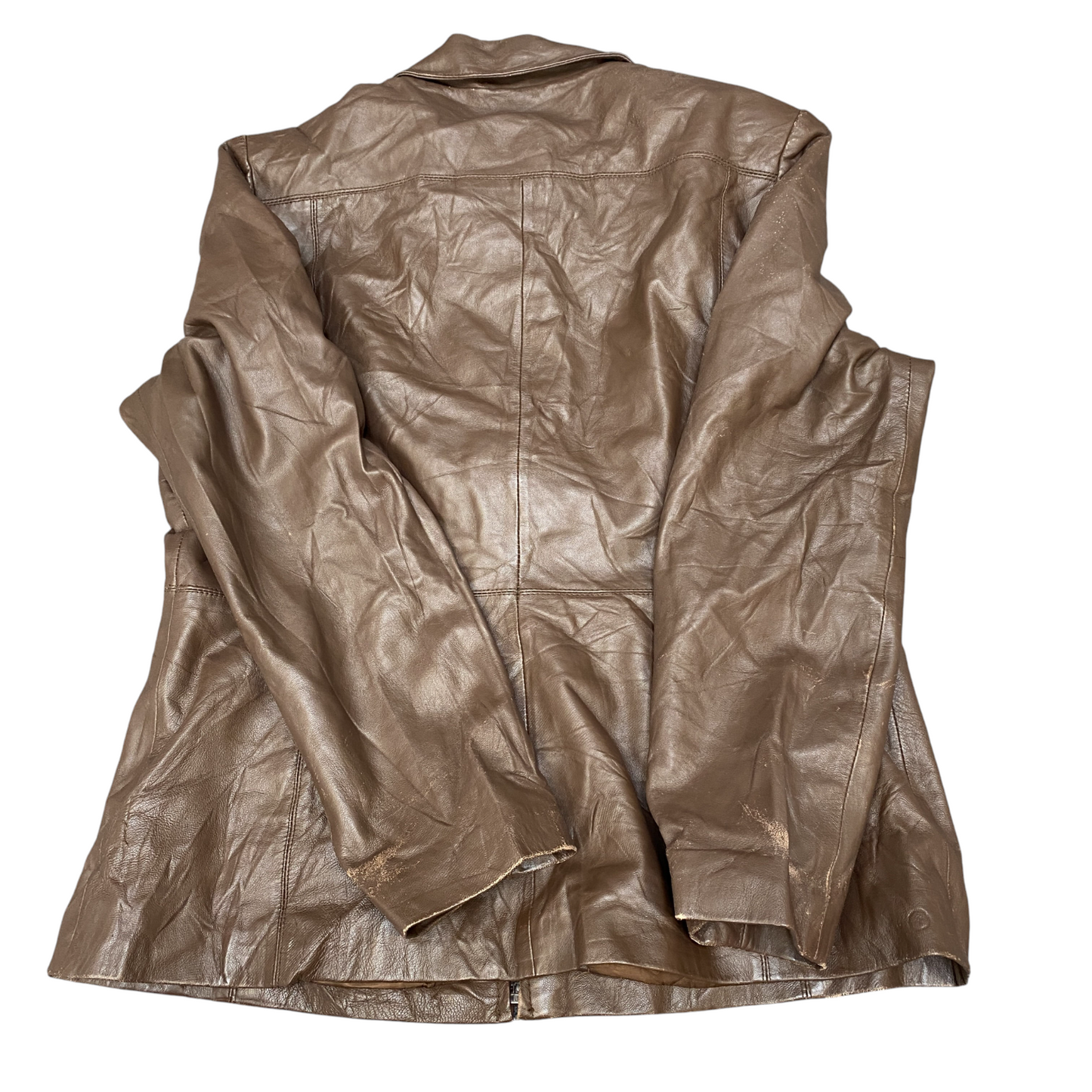 Jessica Genuine Leather Motorcycle Jacket Womens Medium Brown Long Sleeve Zip-Up