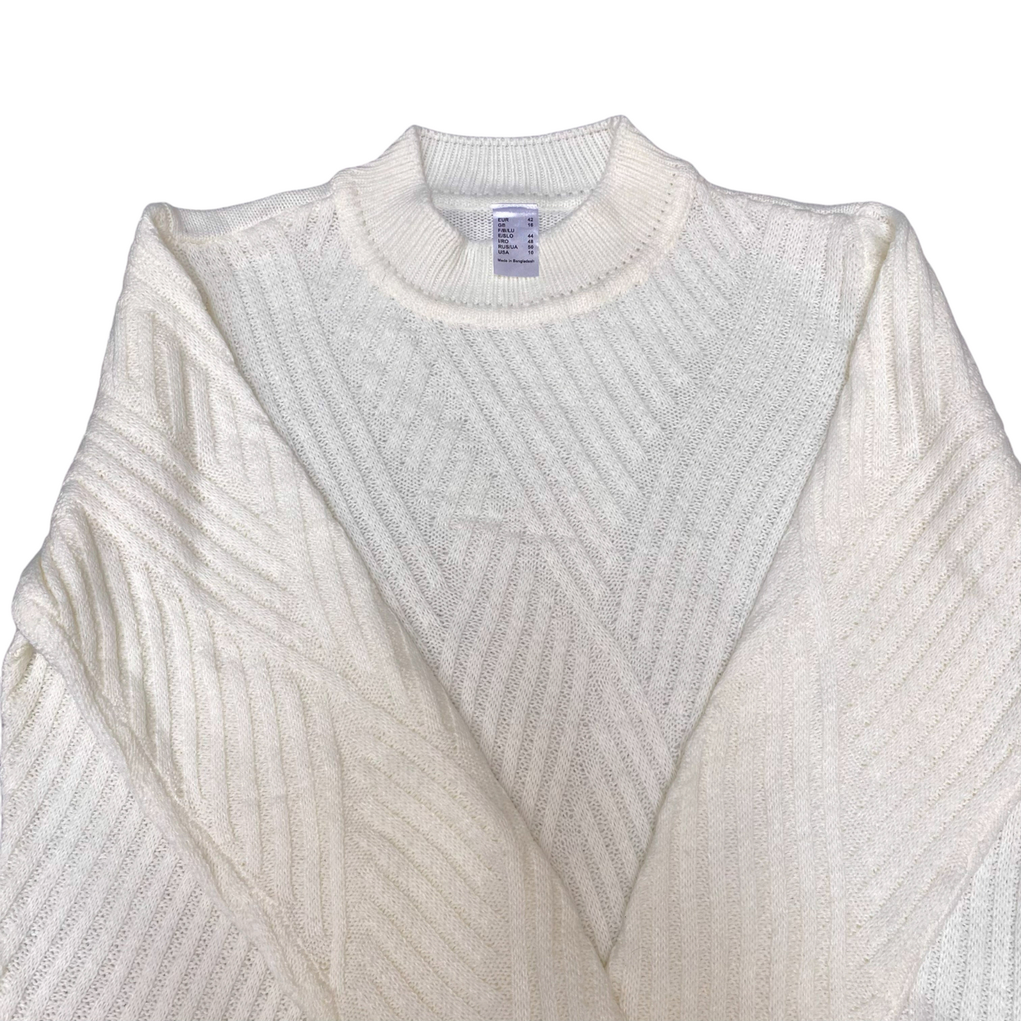 Jumper Womens Large Cream Knitted Long Sleeve Mock Neck Warm Winter Pullover