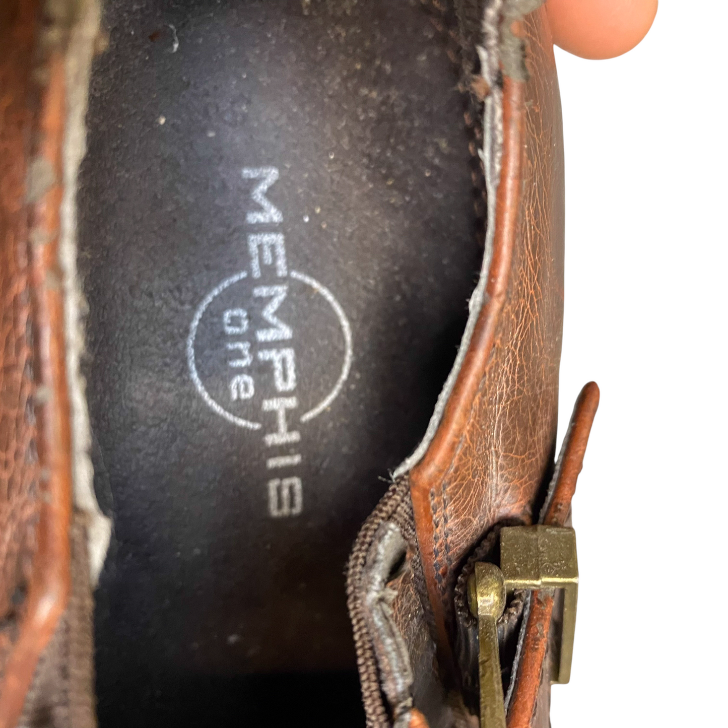 Memphis One Loafers Mens Size 7 Brown Leather Pointed Toe Buckle Strap Slip On