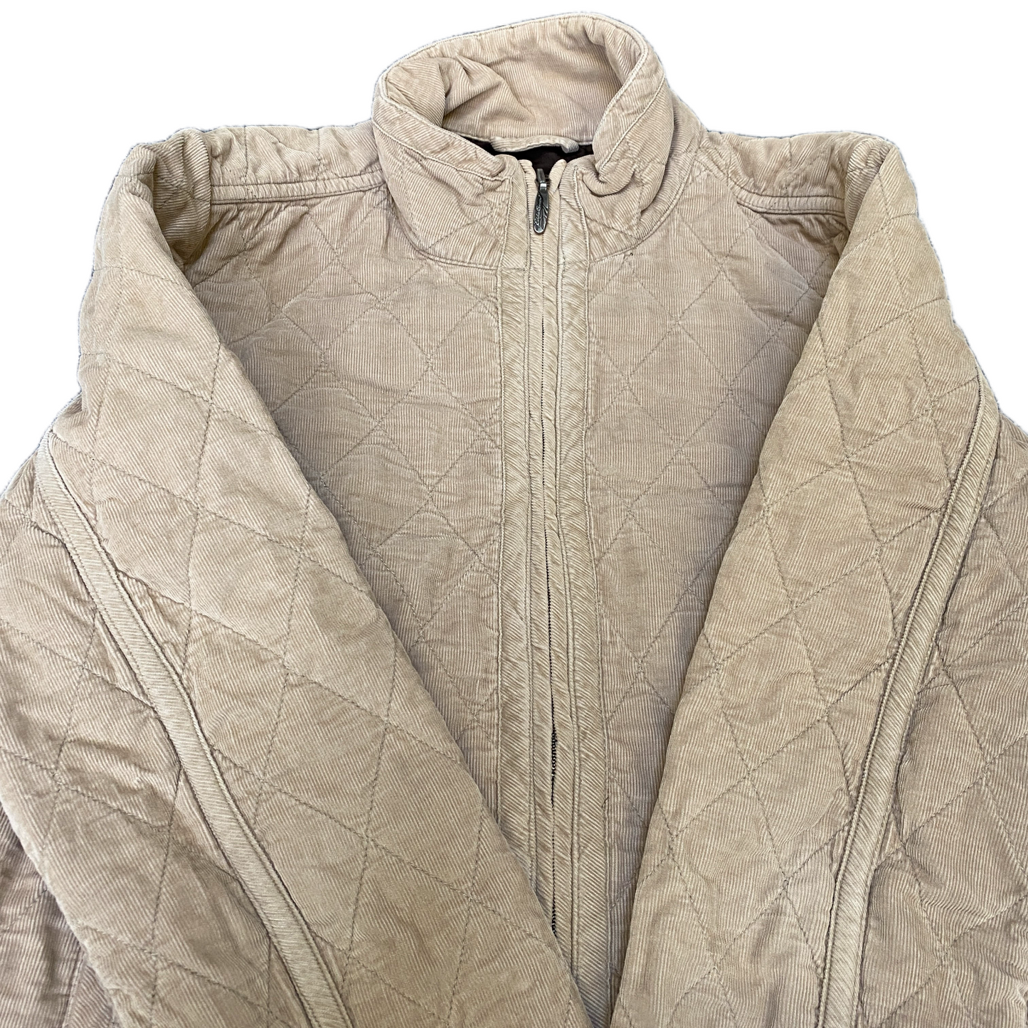 Eddie Bauer Corduroy Quilted Jacket Womens Medium Tan Long Sleeve Full Zipper