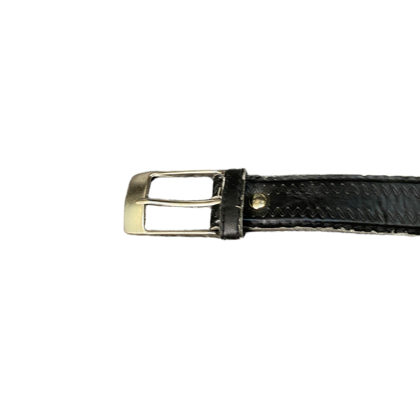 Vintage Waist Belt Mens Black Leather Adjustable Silver Pin Buckle 37 Inches