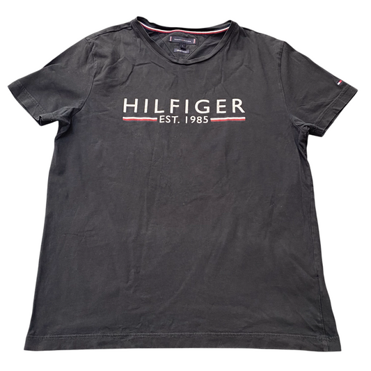Tommy Hilfiger T Shirt Mens L Black Cotton Short Sleeve Spellout Crew Neck Tee