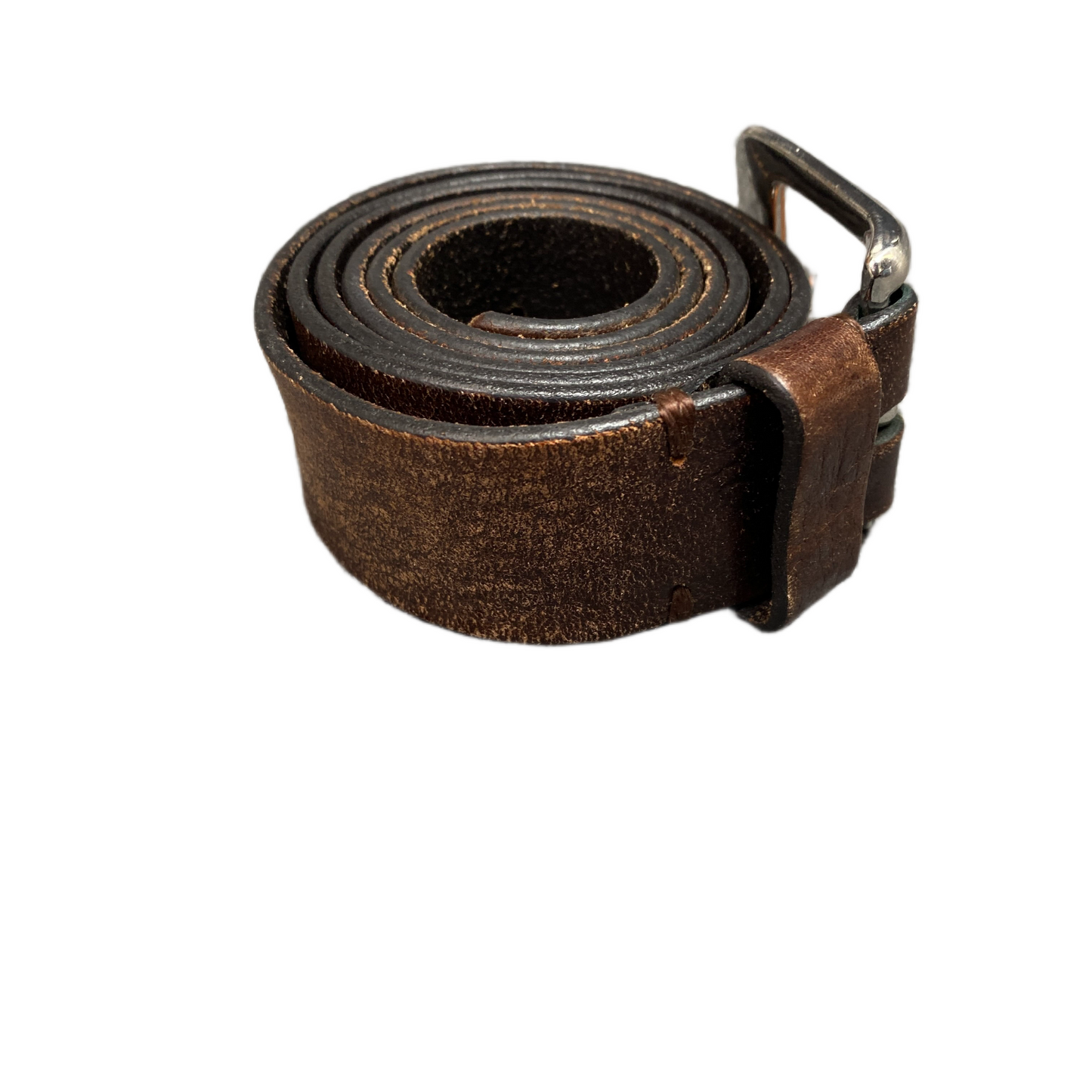 Vintage Waist Belt Mens Brown Leather Adjustable silver Pin Buckle 42 Inches