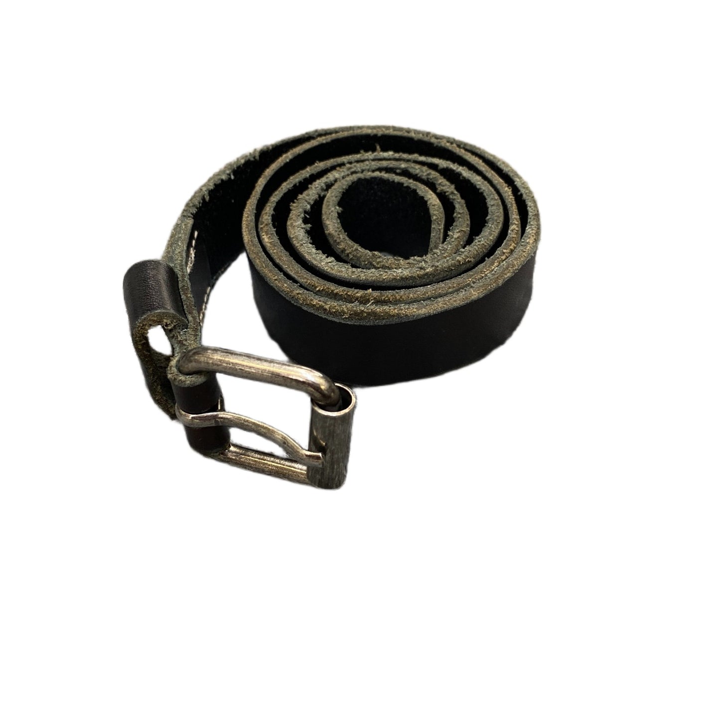 Mustang Jeans Waist Belt Mens Black Leather Silver Pin Roller Buckle 35 Inches