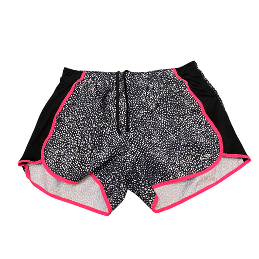 Running Sprinter Shorts Womens Small Black White Lined Printed Drawstring Waist