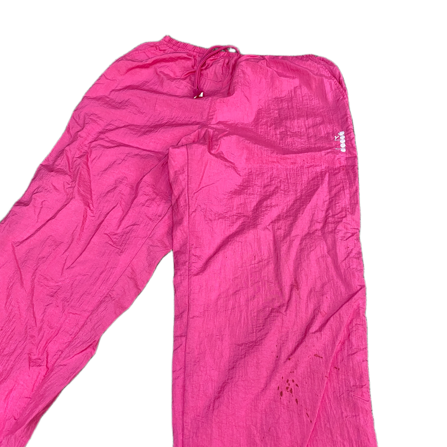 Diadora Track Pants Fits as Womens 27" Waist Pink Stretch Drawstring Trousers