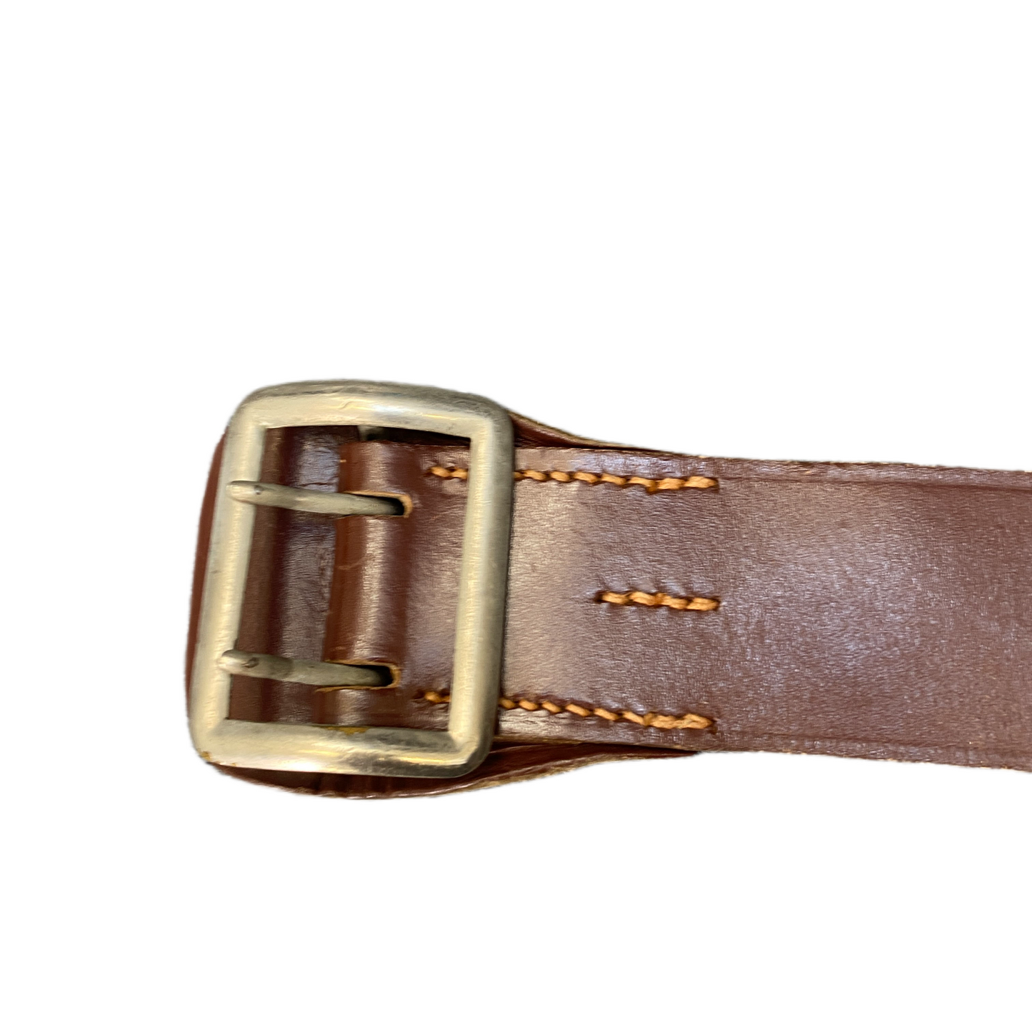 Waist Belt Men Brown Leather Adjustable Silver Double Pin Buckle 38.5 inches