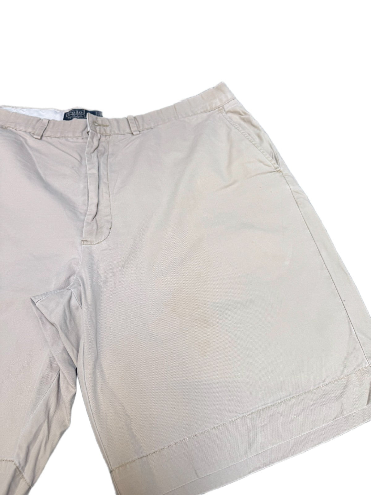 Polo Ralph Lauren Classic Chino Shorts Fits as Men XL 40" Waist Beige Flat Front