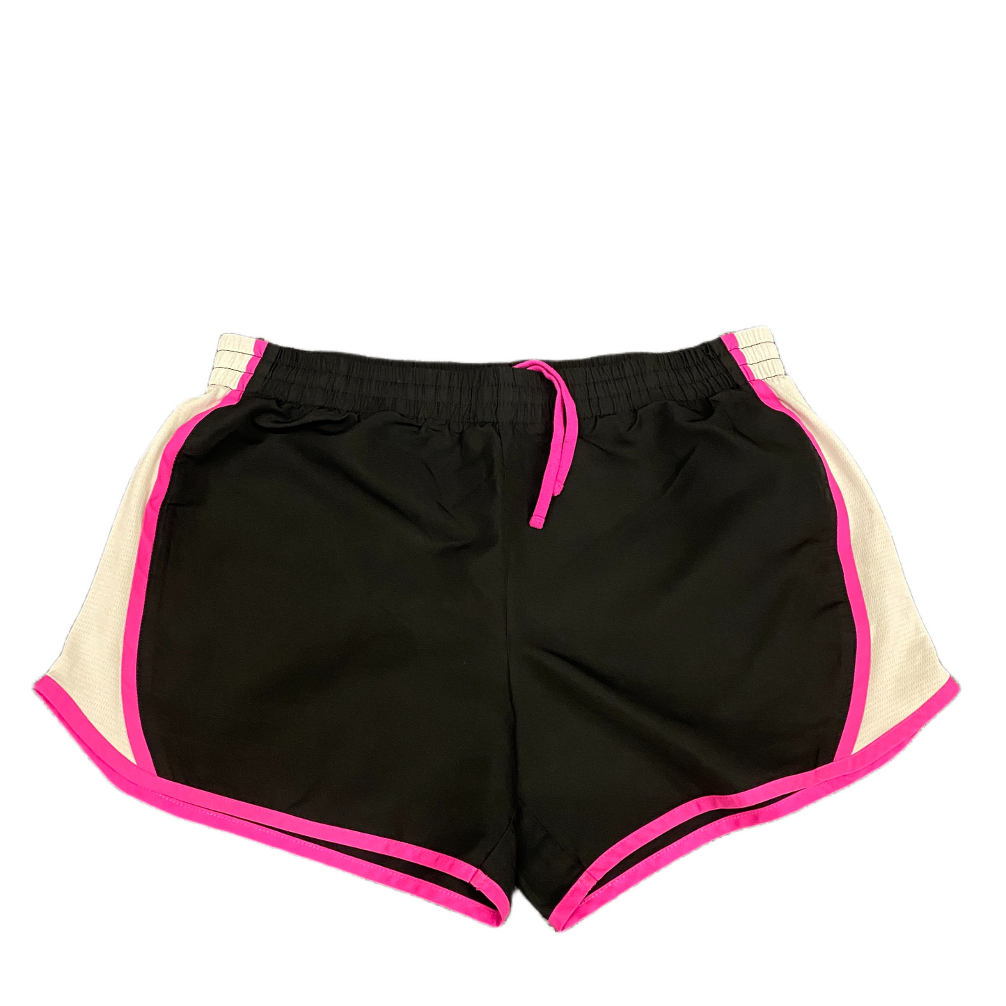 Running Shorts Womens M 30" Waist Black White Mesh Panel Gym Training Drawstring
