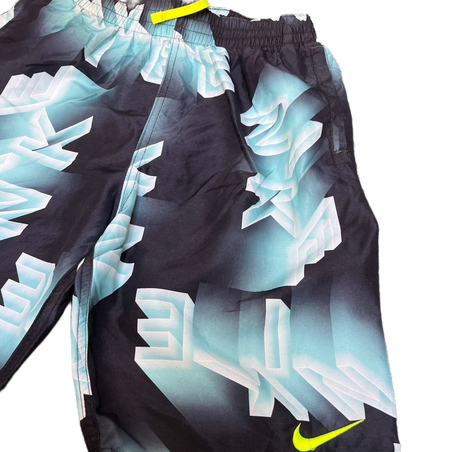 Nike Swim Trunks Board Shorts Fits as Boys XS 24" Waist Black Blue Surf Surfing
