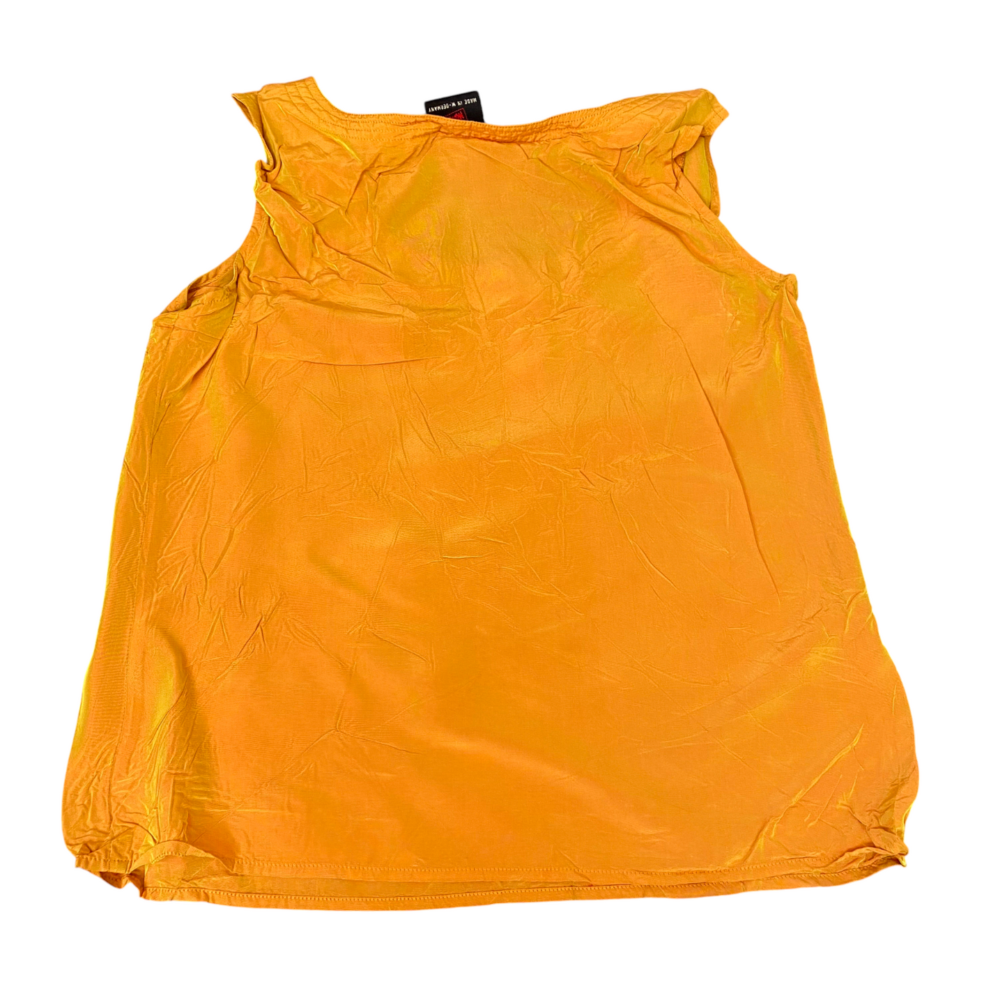 Gala Blouse Top Womens S Yellow Satin Sleeveless Round Neck Casual Pullover