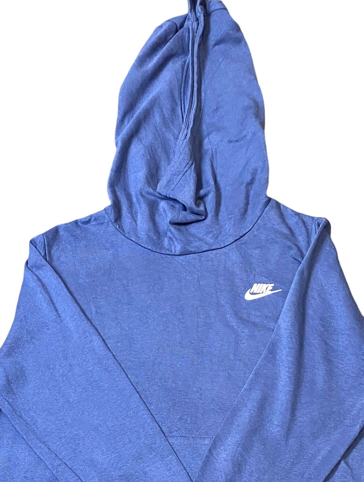 Nike Hoodie Women's Large Blue Swoosh Logo Kangaroo Pockets Long Sleeve Pullover