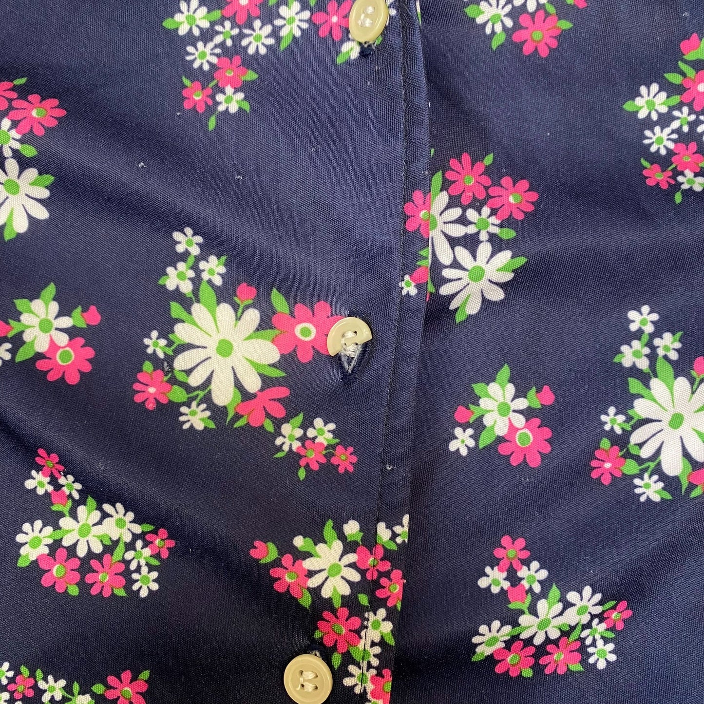 Shirt Top Womens S Blue Floral Casual Long Sleeve Collared Button Front Outdoor