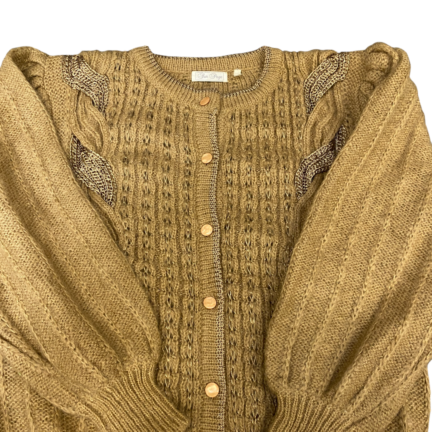 Sun Page Cardigan Jumper Womens Medium Brown Oversize Raglan Sleeve Button Front